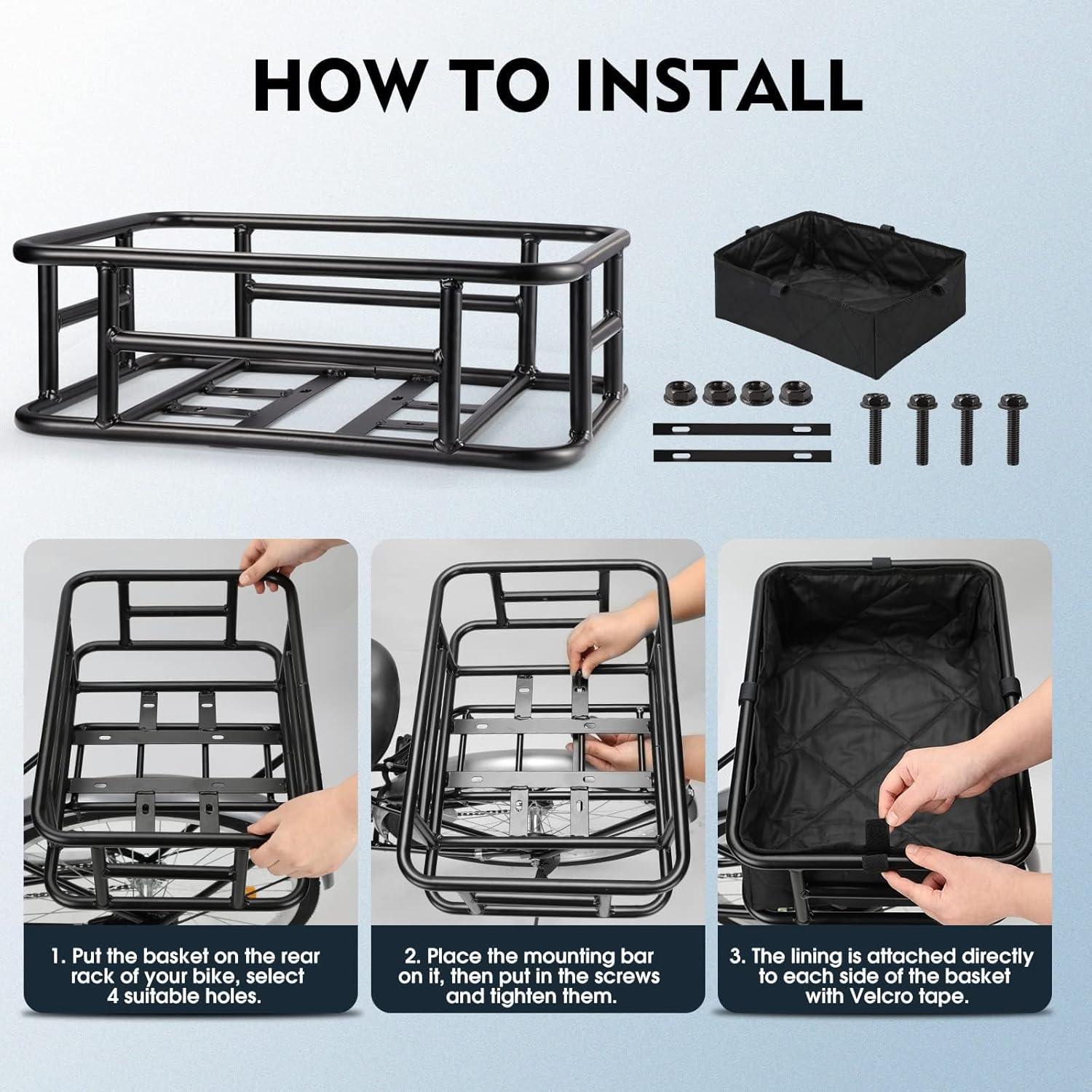 Vanpowers Bike Rear Cargo Rack Basket For Cycanon and UrbanGlide Series Ebike - VANPOWERS LTD